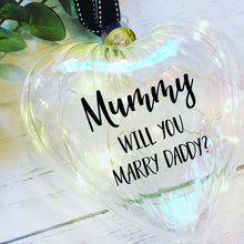 Load image into Gallery viewer, Wedding Light Up Christmas Bauble / Large 15cm Glass Heart