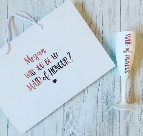 'Will you be my Maid of Honour?' Bag & Flute Gift Set