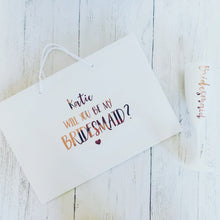 Load image into Gallery viewer, &#39;Will you be my Maid of Honour?&#39; Bag &amp; Flute Gift Set