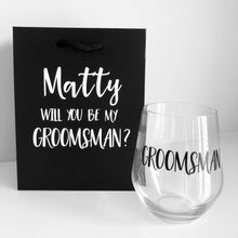 Load image into Gallery viewer, SET OF 2 - BAG &amp; GLASS / Groomsman Best Man Whiskey Glass