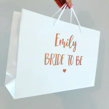 Load image into Gallery viewer, &#39;Bride to be&#39; Luxury gloss bag, with rope handles / Personalised gift bag
