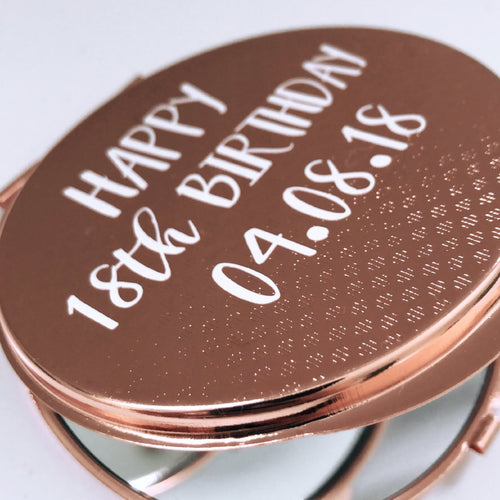 Personalised Birthday Rose Gold Compact Mirror